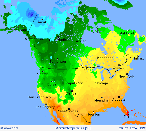 Minimumtemperatuur Weerkaarten