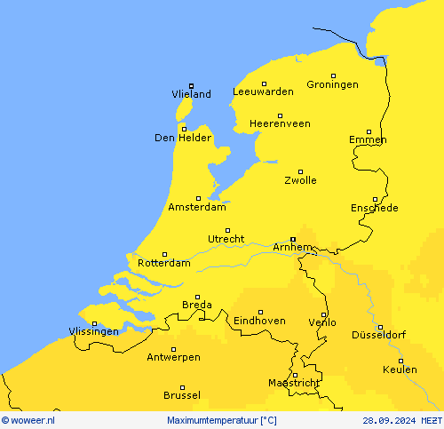 Maximumtemperatuur Weerkaarten