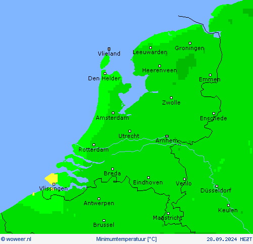 Minimumtemperatuur Weerkaarten