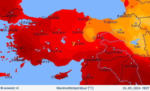 Maximumtemperatuur Weerkaarten