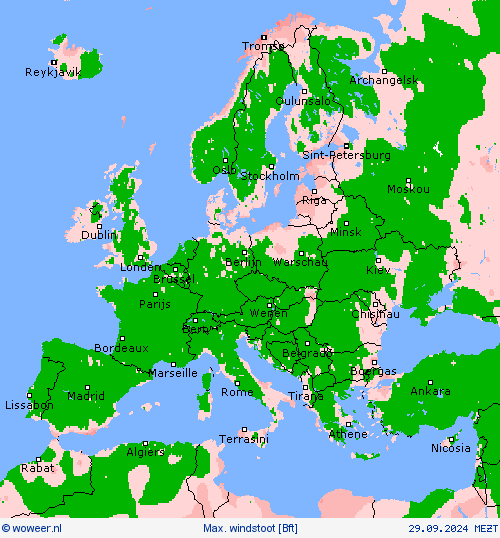 Max. windstoot Weerkaarten