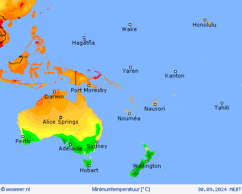 Minimumtemperatuur Weerkaarten