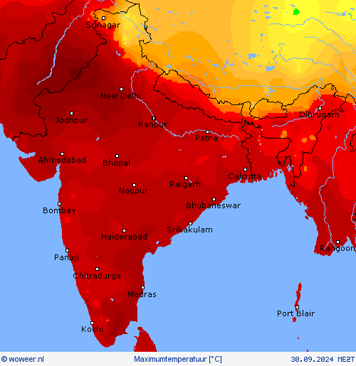 Maximumtemperatuur Weerkaarten