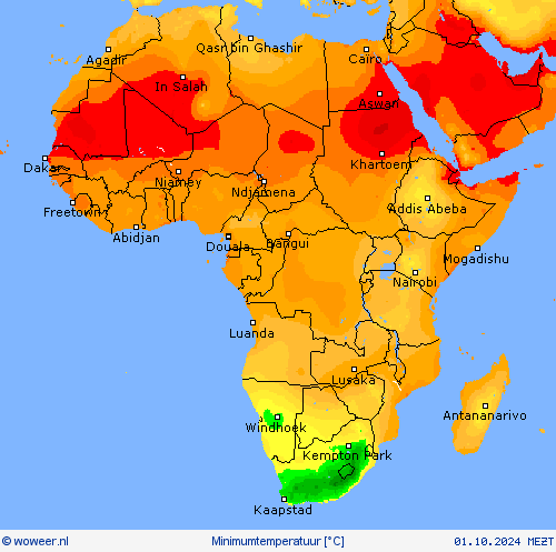 Minimumtemperatuur Weerkaarten