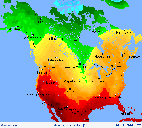 Maximumtemperatuur Weerkaarten