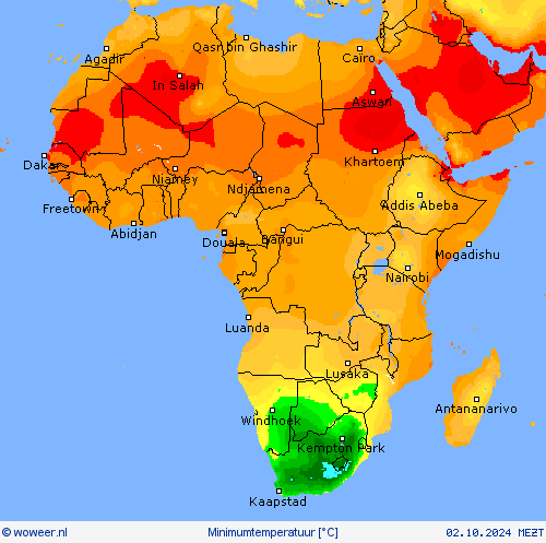 Minimumtemperatuur Weerkaarten