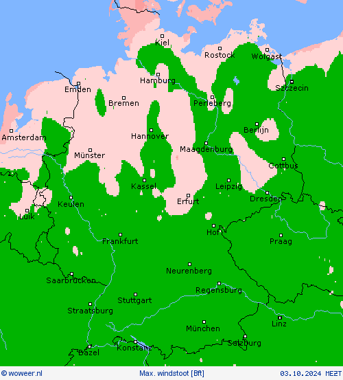 Max. windstoot Weerkaarten