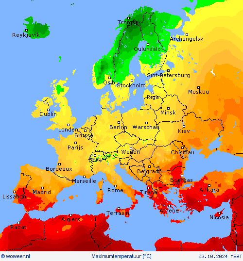 Maximumtemperatuur Weerkaarten