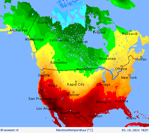 Maximumtemperatuur Weerkaarten