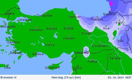 Neerslag (24 uur) Weerkaarten