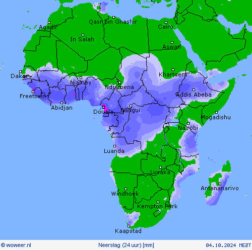 Neerslag (24 uur) Weerkaarten