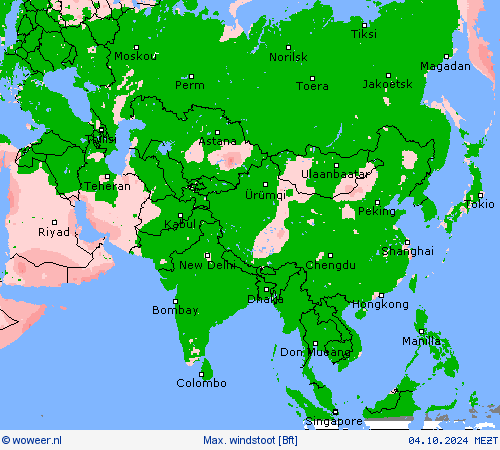 Max. windstoot Weerkaarten