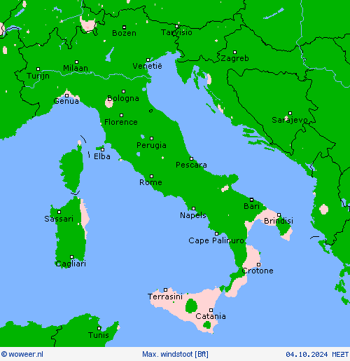 Max. windstoot Weerkaarten