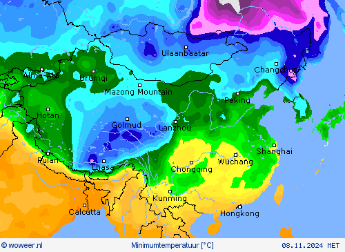 Minimumtemperatuur Weerkaarten