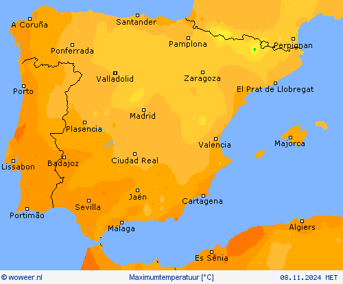 Maximumtemperatuur Weerkaarten