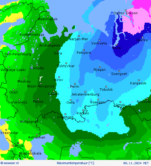 Maximumtemperatuur Weerkaarten