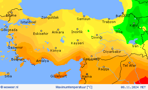 Maximumtemperatuur Weerkaarten