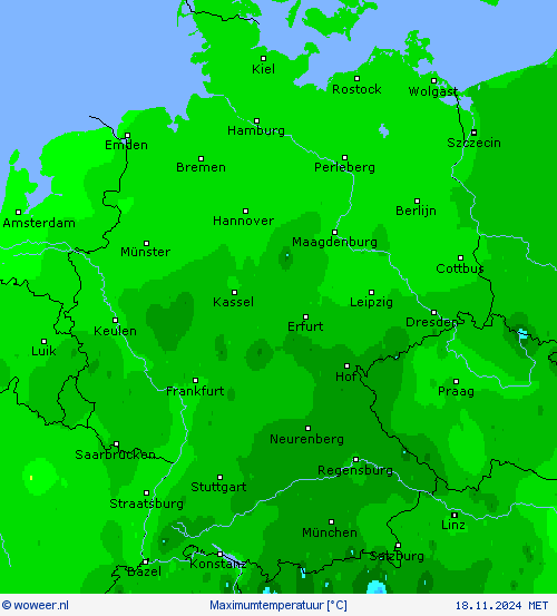 Maximumtemperatuur Weerkaarten