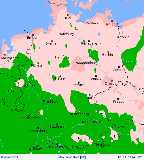 Max. windstoot Weerkaarten