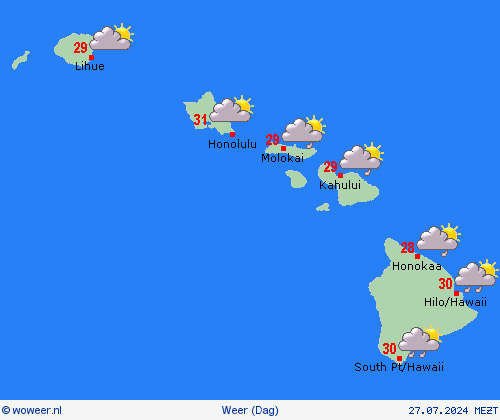 overzicht Hawaï Noord-Amerika Weerkaarten