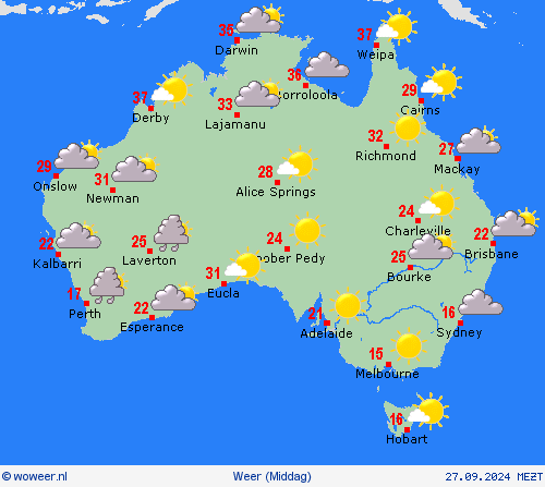 overzicht Australië Oceanië Weerkaarten