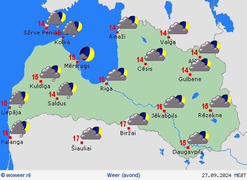 overzicht Letland Europa Weerkaarten