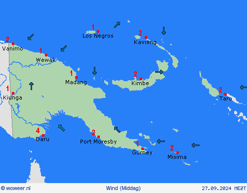 wind Papoea-Nieuw-Guinea Oceanië Weerkaarten