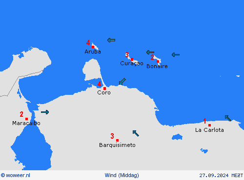 wind Nederlandse Antillen Zuid-Amerika Weerkaarten