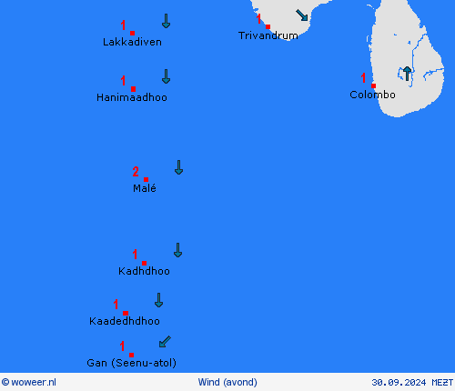 wind Maldiven Azië Weerkaarten